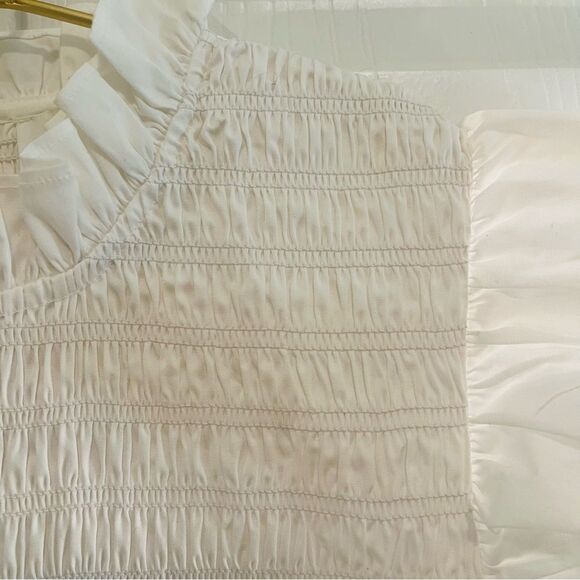 Sail to Sable White Smocked Ruffled Blouse NWOT - Picture 7 of 10